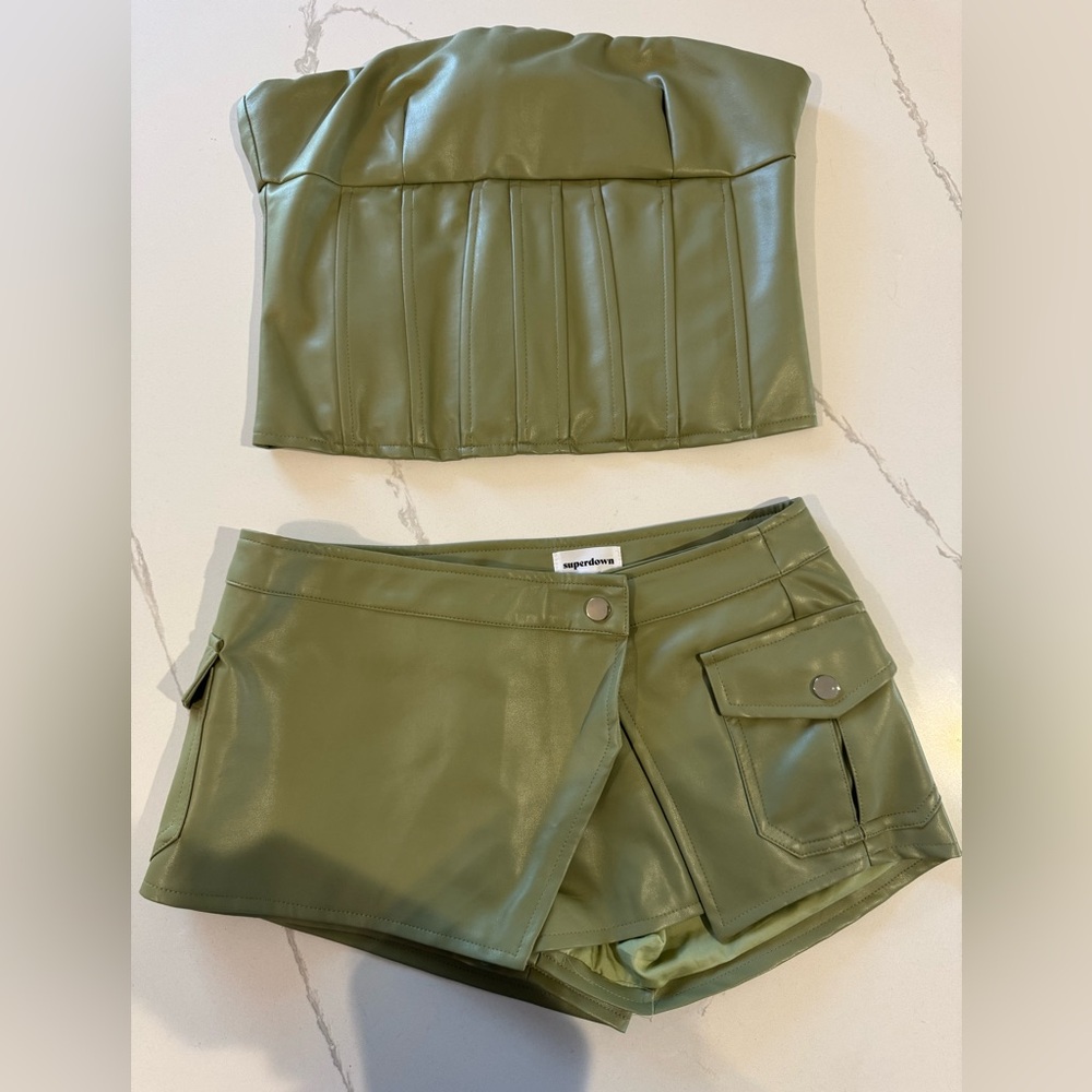 Superdown Olive Green Skort Set